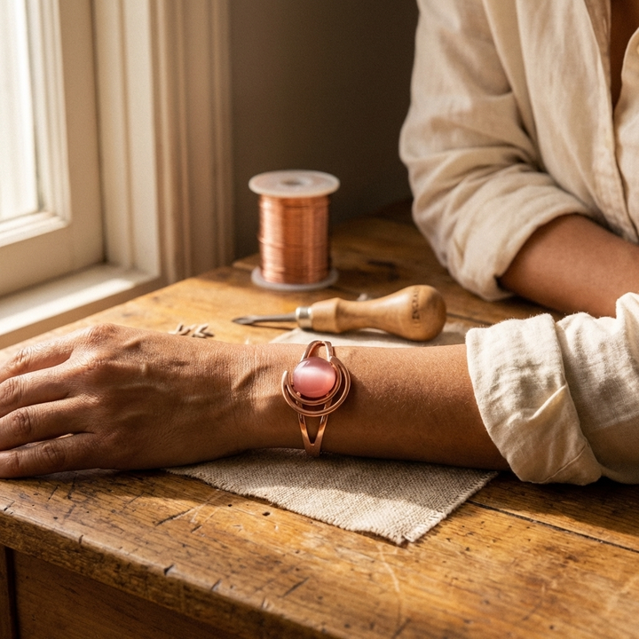 Sphere Pink Copper Bracelet